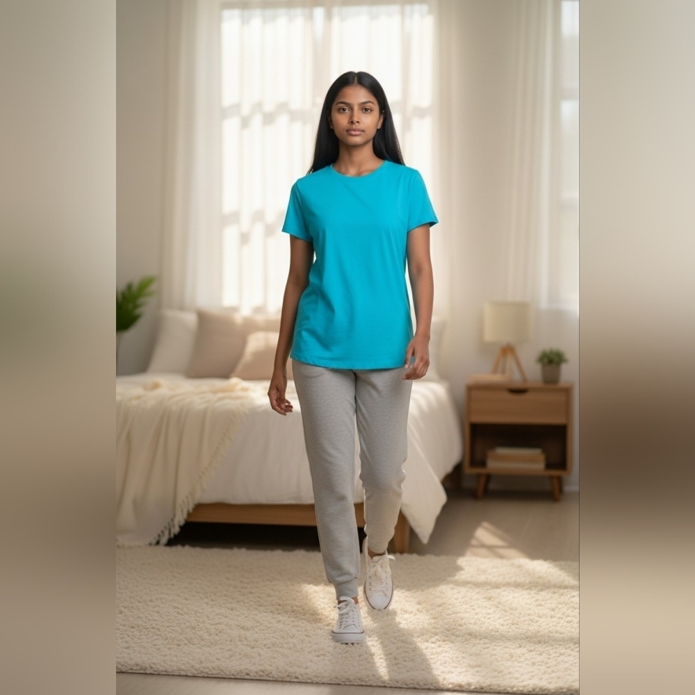 Wonder Nation Girls Classic Short Sleeve Crewneck Tee in Bright Teal EUC 7-8